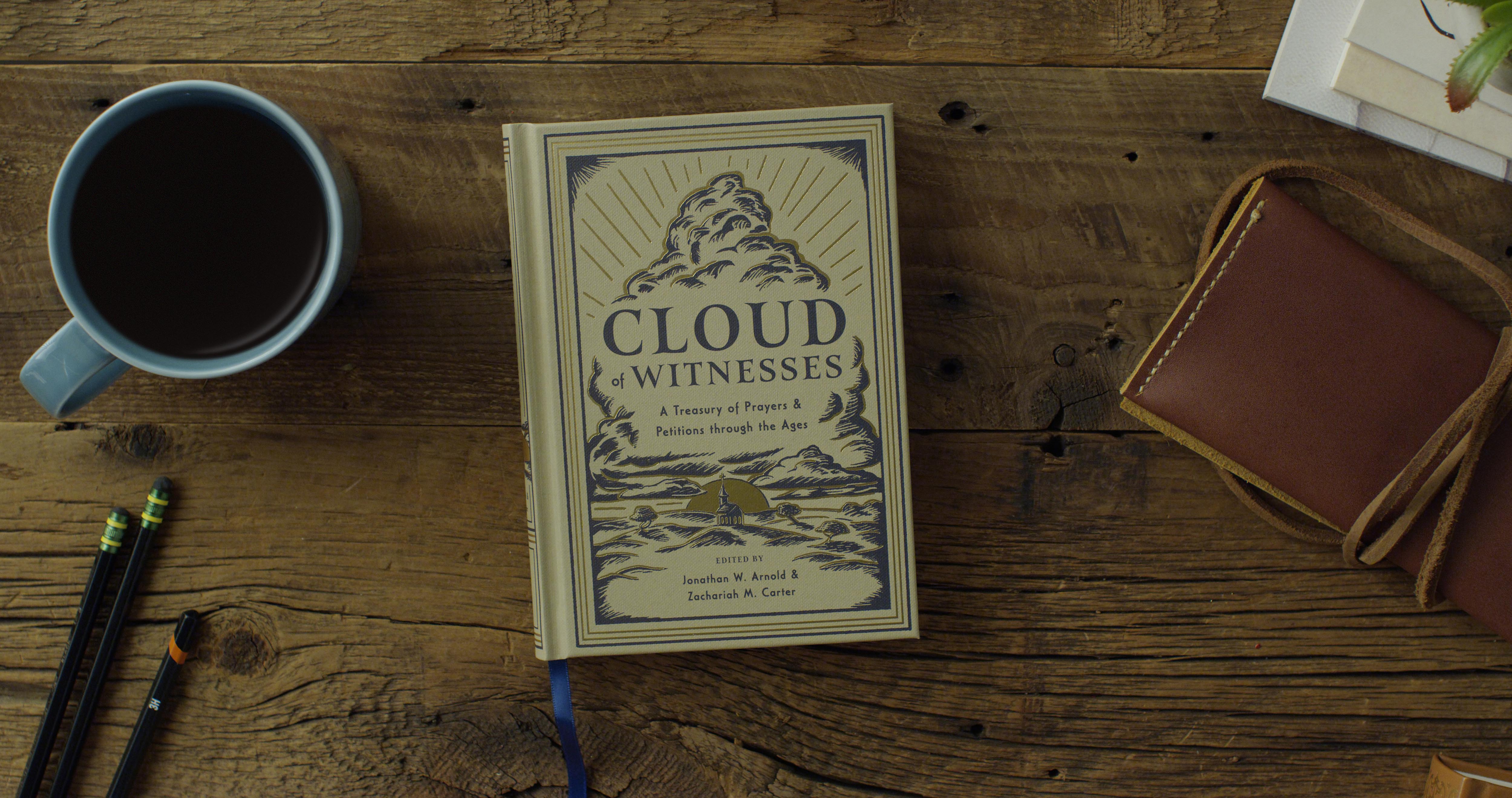 A photo of the book Cloud of Witnesses resting on a table